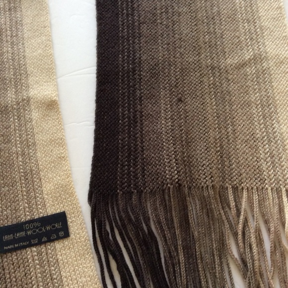 ITALIAN WOOL BROWN OMBRÉ FRINGE SCARF… - Picture 6 of 8